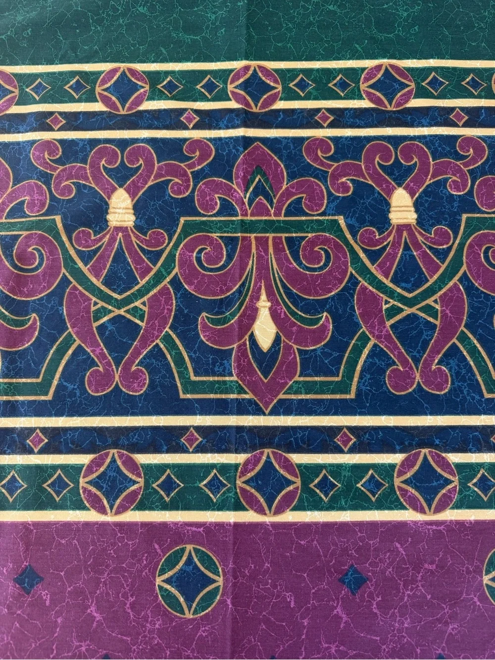 VTG 90s Springs Amalfi Geometric Shower Curtain Green Burgundy Diamond 69x69 GUC